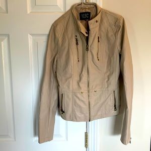 TCEC tan leather jacket, size small